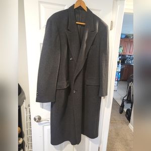 CHRISTIAN DIOR MONSIEUR 100% WOOL DARK GRAY DOUBLE BREASTED COAT 48R